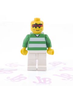 Lego minifigure soc016 Soccer Player - Green and White Team Number 3 on Back
