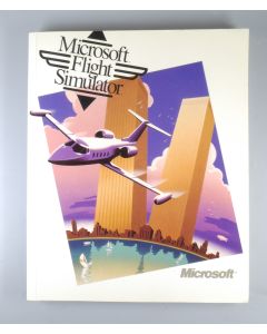 Vintage Microsoft Flight Simulator manual - twin towers cover - 1988