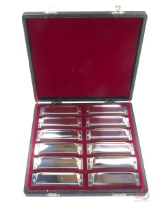 12 Piece Chromatic Harmonica Set with Case - Used but in good condition