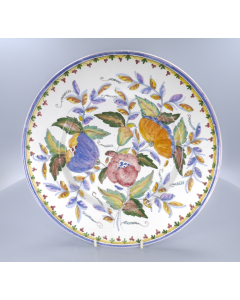 Large 33cm Berardos Floral Hand Panted plate - Portuguese Portugal signed RC AC