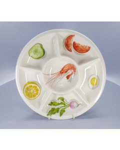 Vintage 1950's Figgjo Flint Sectioned Serving Platter Plate - Prawn Shrimp 