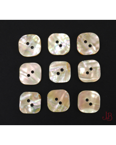 9 x antique square mother of pearl / shell buttons - 2 holes - 22mm - MOP