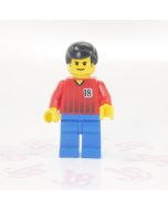 Lego minifigure soc070 Soccer Player - Red and Blue Team with Number 18