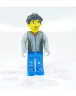 Lego minifigure cre004 Max, Black Torso, Light Gray Arms, Blue Legs