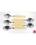 Villeroy & Bosch Play Two cutlery - 5 x Dessert spoons - yellow - square - used