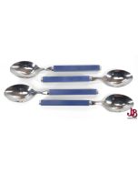 Villeroy & Bosch Play Two cutlery - 4 x Dessert spoons - blue - square - used