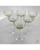 6 Vintage cut glass Champagne Coupes - Light Green - Martini Cocktail - 150ml