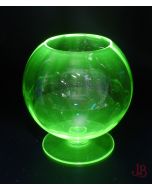 Uranium glass footed pedestal globe fish bowl - 15 cm 