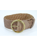 Cole Haan Braided Leather Belt - sand metallic