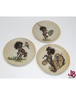 3 small Brownie Downing Wall plates - Aboriginal Cute Children - Australia 