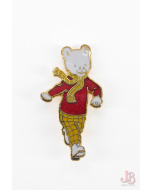 Vintage Rupert the Bear enamel safety pin badge - Running