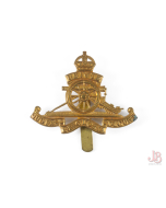 Vintage British Army Royal Artillery Cap Badge with slider gilt / gold tone