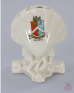 Antique Crested china scallop shell - Willow Art Longton - Margate Kent - hatpin